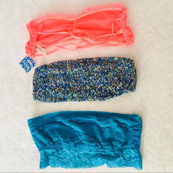 Free People Other - SALE✂️Bundle Free People 3 Bandeaus Lace Pink Blue